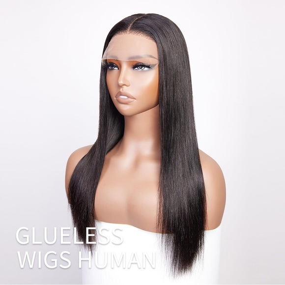 HUMAN HAIR Straight Lace Front Wig 5x5 HD 180 Density Glueless in Natural Black - Picture 2 of 13